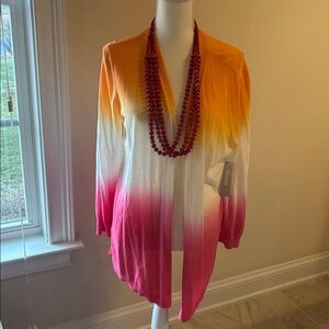 Chico’s NWT Orange and Pink Ombre open front  Cardigan